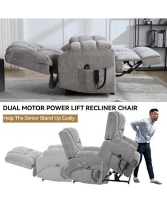 Dual Motor Heat Massage Power Lift Recliner Chair, Up to 350 lbs, Medium-Firm, Heavy-Duty with Power Remote