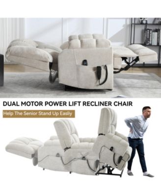 Dual Motor Heat Massage Power Lift Recliner Chair, Up to 350 lbs, Medium-Firm, Heavy-Duty with Power Remote