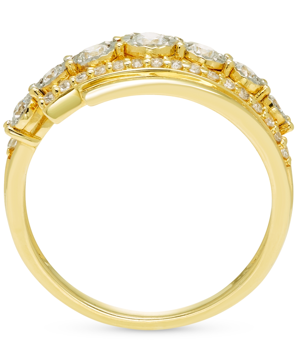 Macy's Diamond Three Row Ring (1/2 Ct. T.w.) In 14k Gold In Gold