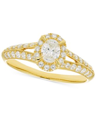 Macy's - Diamond Oval & Round Split Shank Engagement Ring (3/4 ct. t.w.) in 14k Gold (