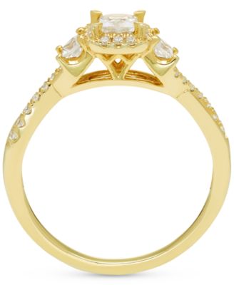 Diamond Princess Halo Twist Engagement Ring (1/2 ct. t.w.) in 14k Gold