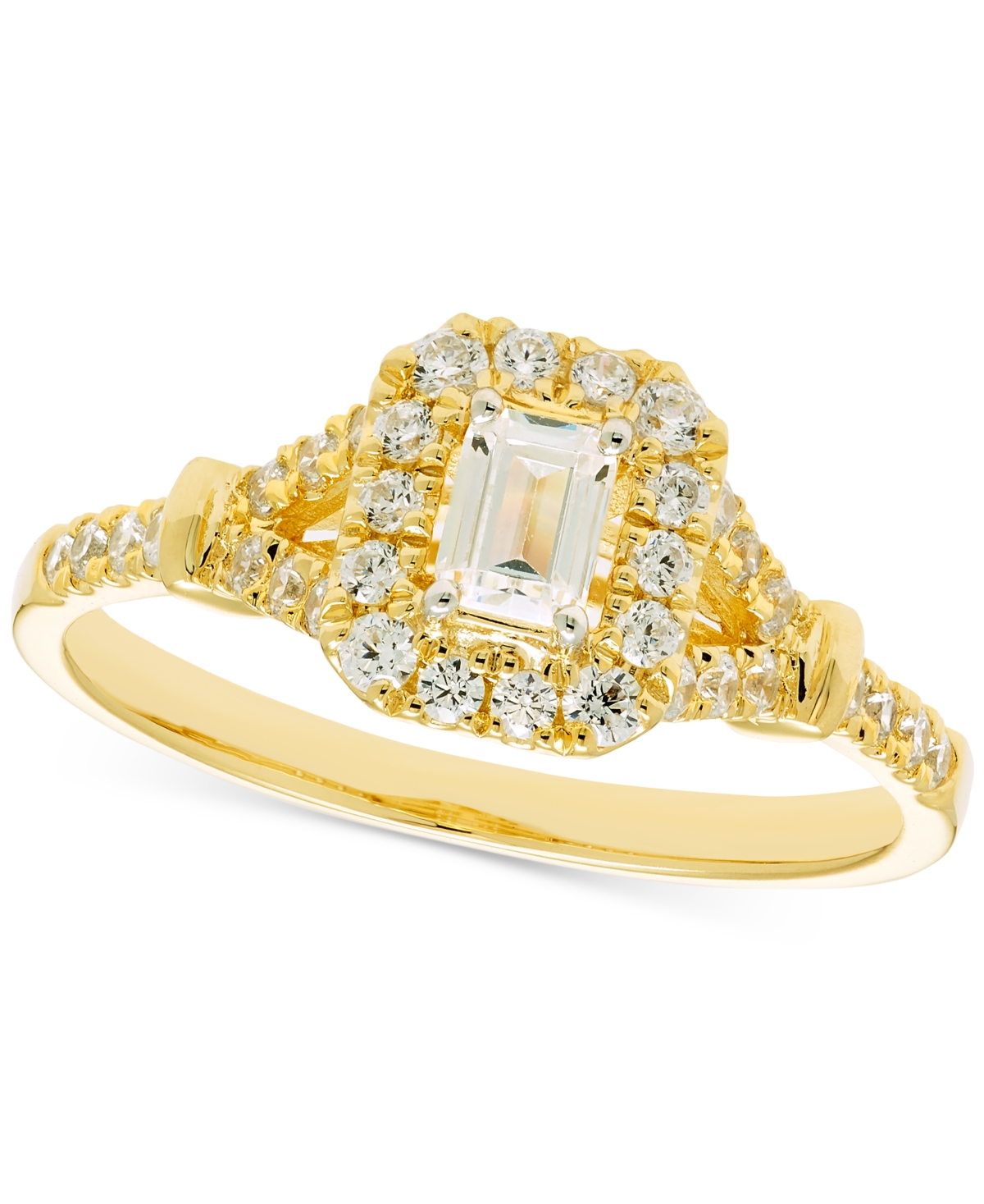 Diamond Emerald-Cut Halo Engagement Ring (5/8 ct. t.w.) in 14k Gold - Yellow Gold
