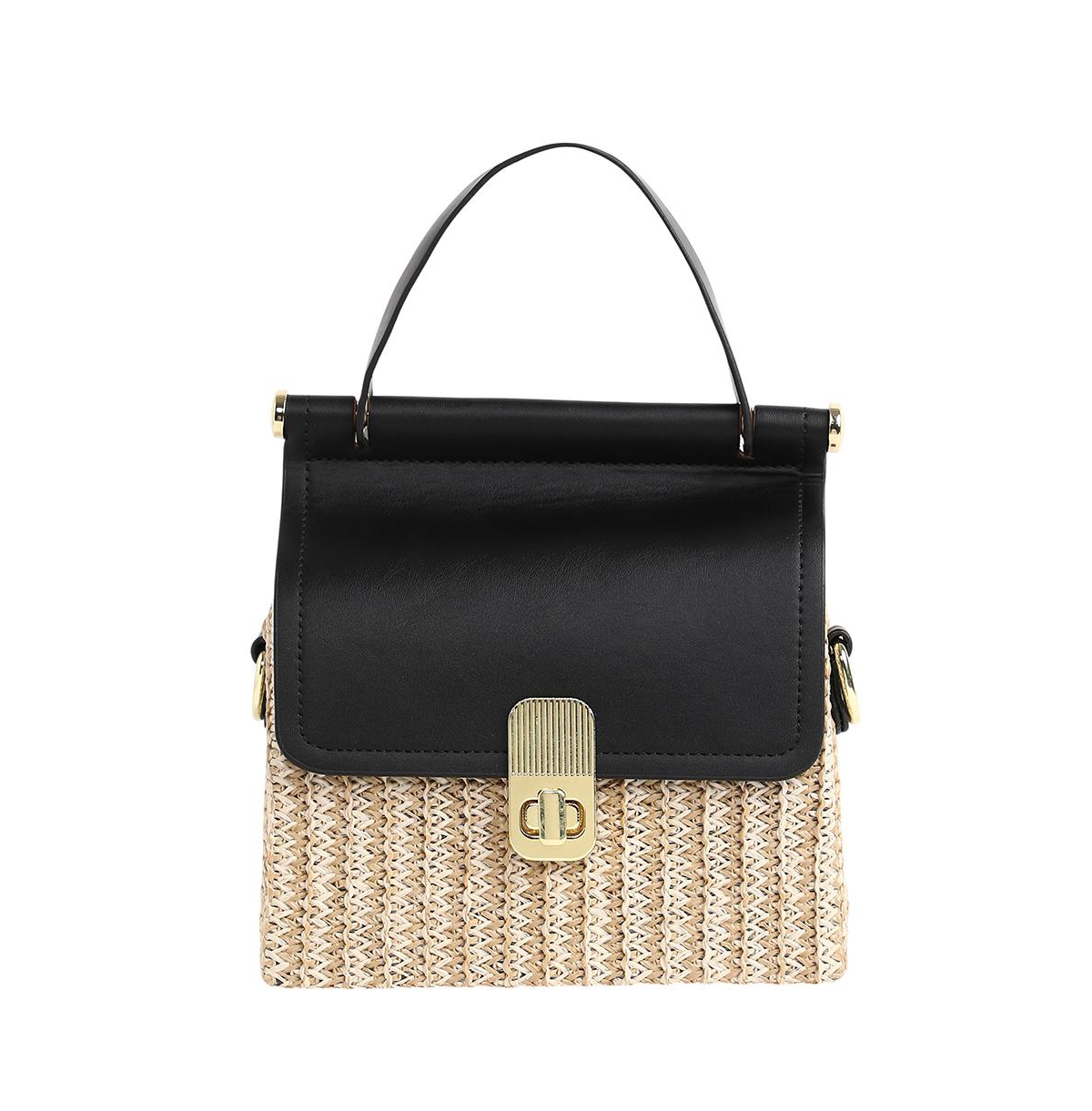 Women's The Small Straw-Medecin Hand Bag - Onyx Black - Black