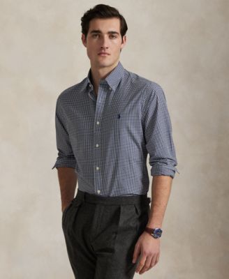Men's Classic-Fit Gingham Stretch Poplin Shirt