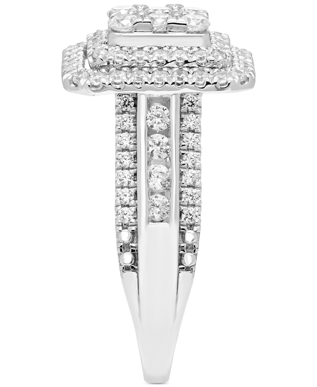 Macy's Diamond Emerald Shaped Halo Cluster Multirow Ring (1 Ct. T.w.) In 14k White Gold In Gold