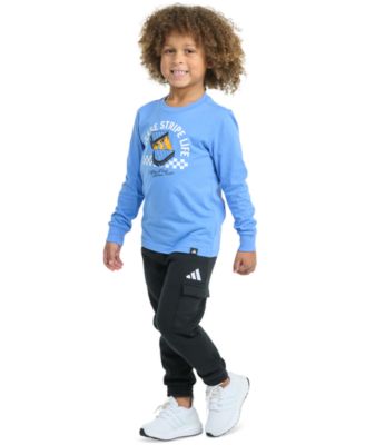 Toddler & Little Boys Long-Sleeve Graphic T-Shirt & Elastic-Waistband Cargo Jogger Pants, 2 Piece Set  