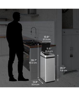 Platinum Edition Stainless Steel Sensor Trash Can with AbsorbX Odor Filter 13 Gallon Silver