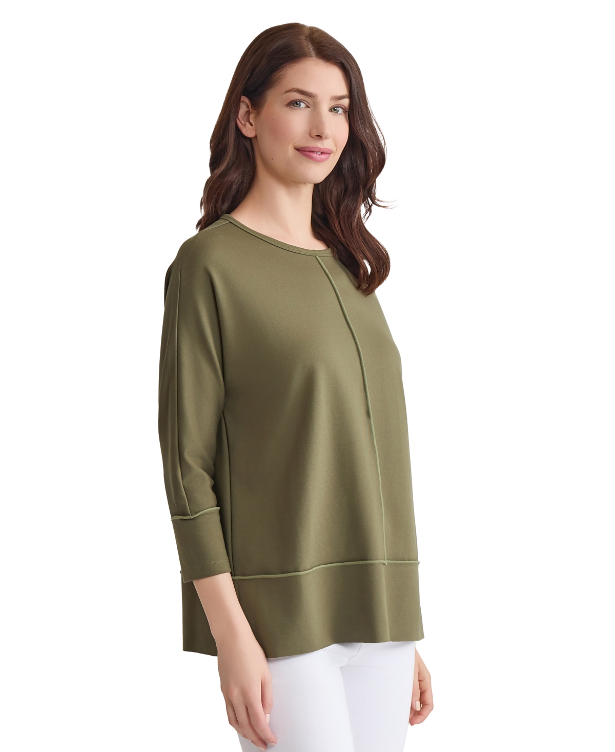 Jones New York Petite Serenity Knit Dolman-sleeve Tunic In Green