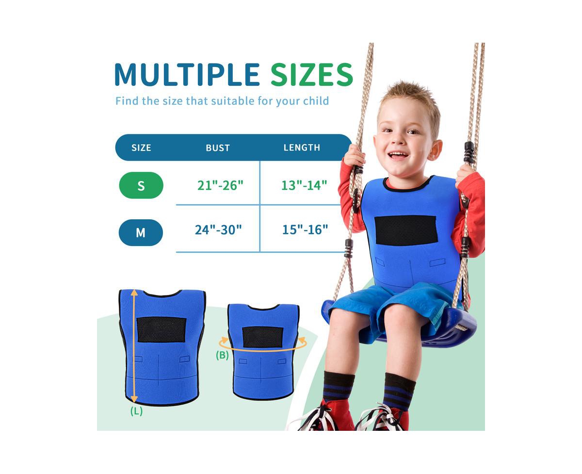 Outree Small Blue Weighted Compression Vest for Kids with Sensory Needs