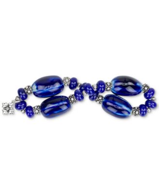 Blue Textured Ceramic Stretch Bracelet