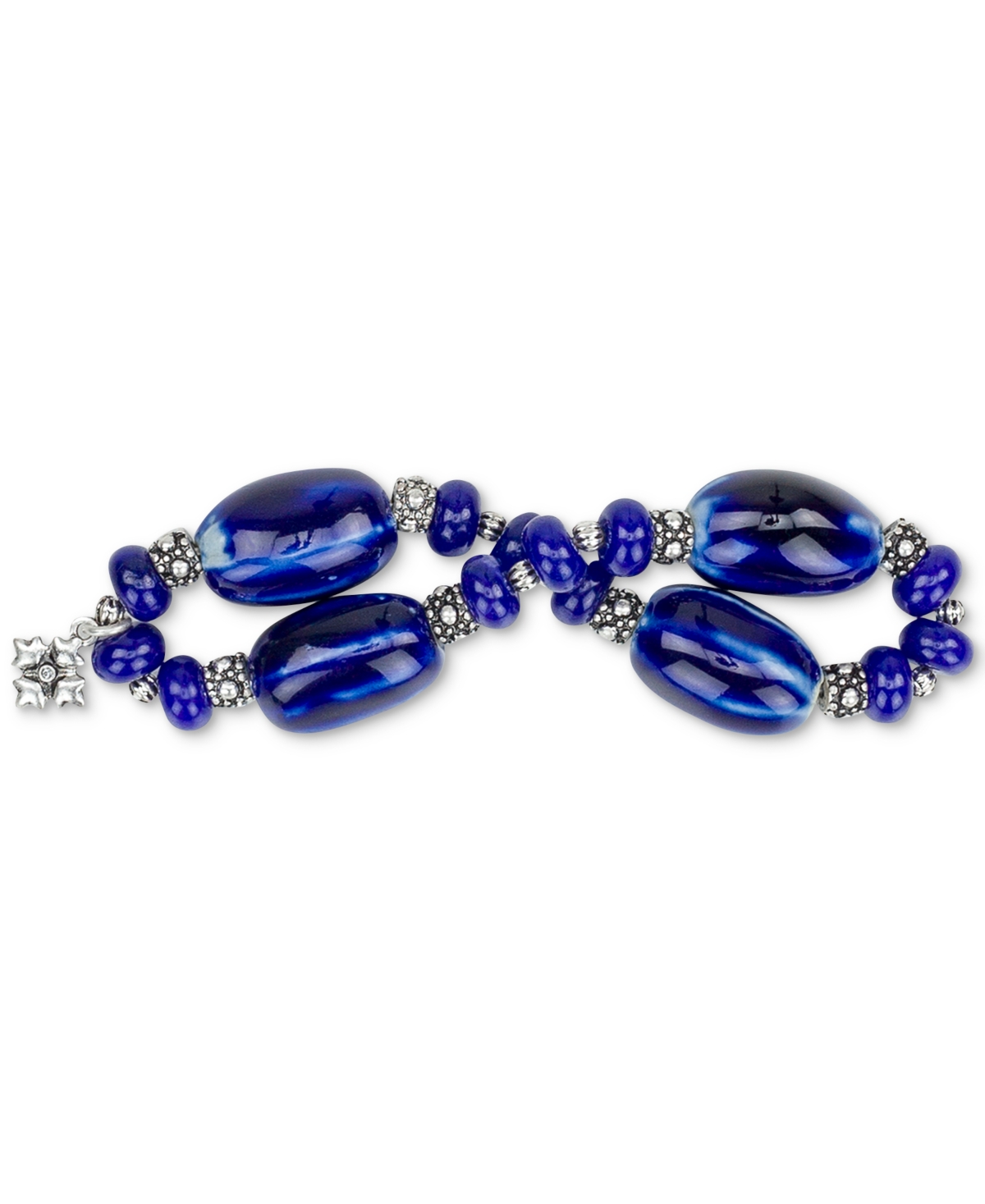 Patricia Nash Blue Textured Ceramic Stretch Bracelet In Blue