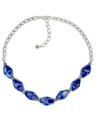 Patricia Nash - Short Blue Ceramic Bead Necklace