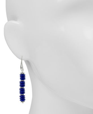 Blue Ceramic Bead Stem Earrings