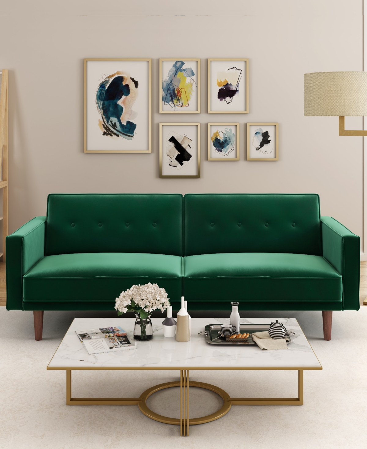 Gold Sparrow 84" Velvet Blake Convertible Sofa Bed, Created For Macy's