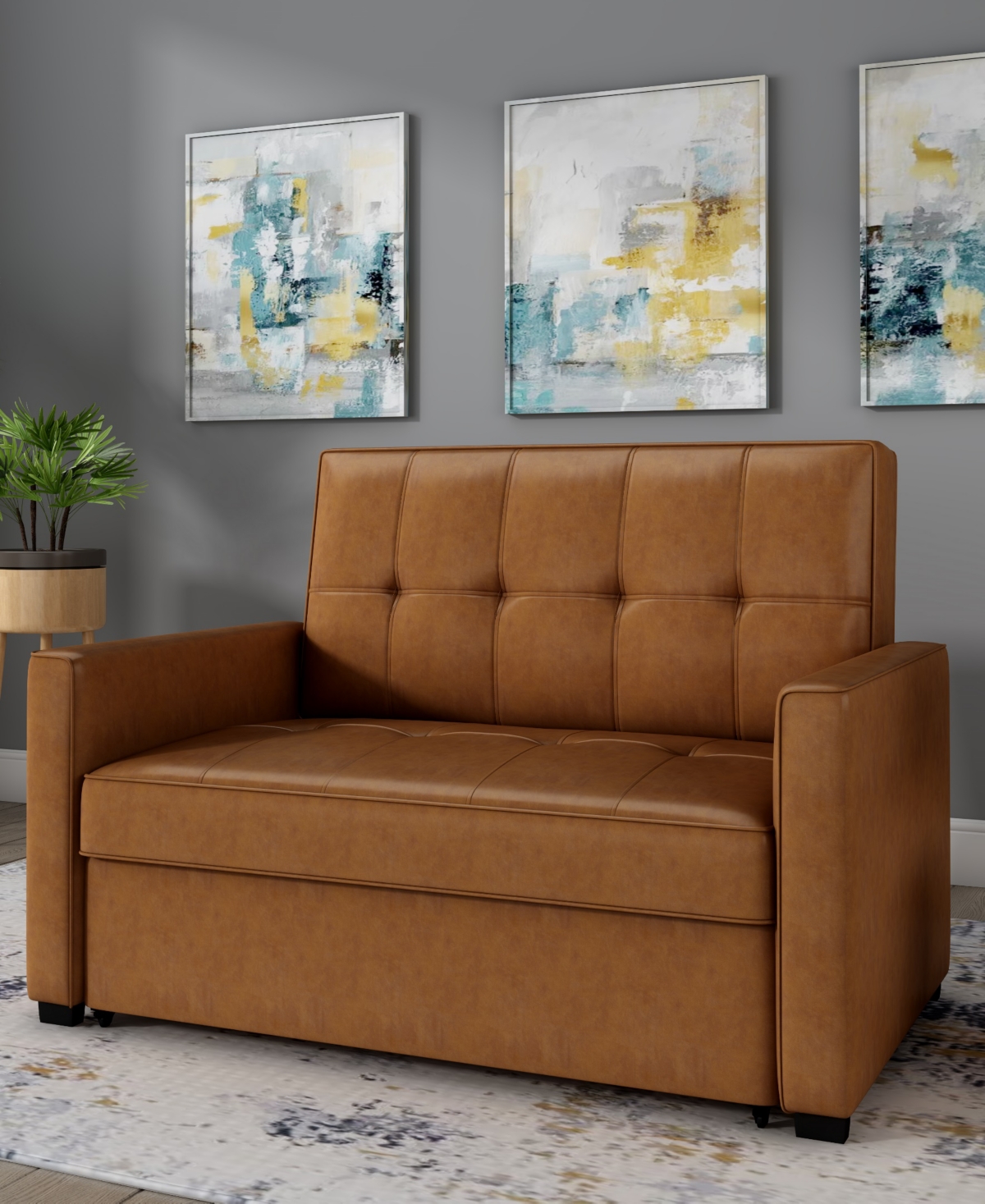 Gold Sparrow 51" Faux Leather Chandler Convertible Loveseat Bed, Created for Macy's