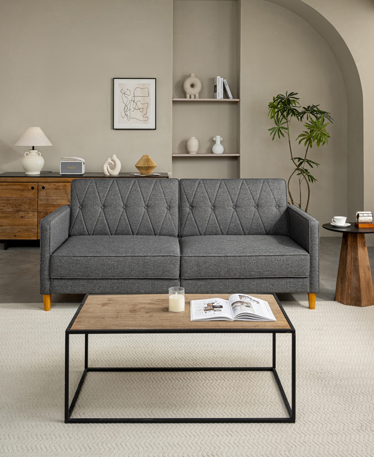 Gold Sparrow 77" Polyester Victoria Convertible Sofa Bed, Created For Macy's