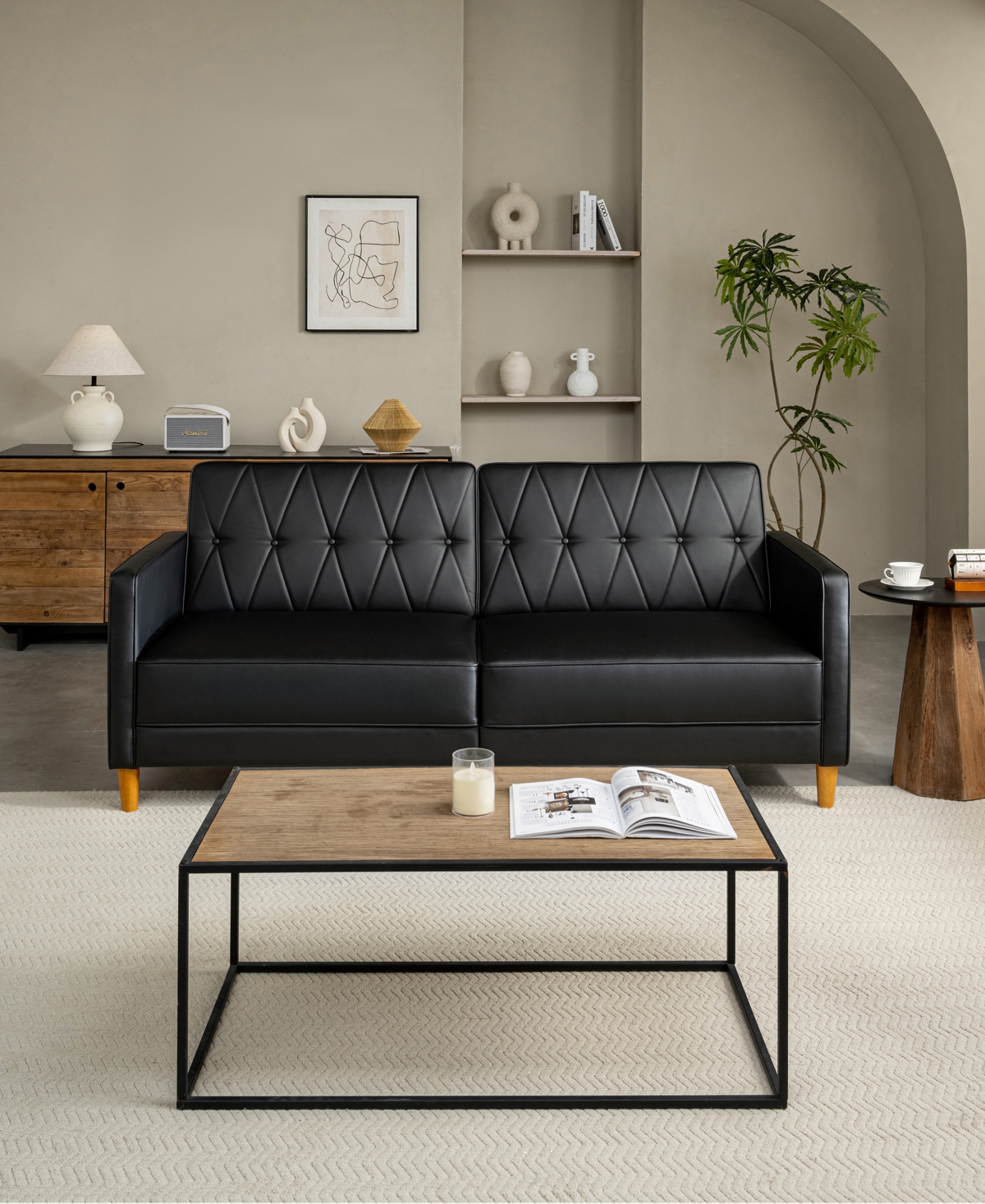 Gold Sparrow 77" Faux Leather Victoria Convertible Sofa Bed, Created For Macy's