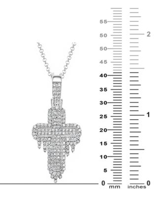 Men's Diamond Cluster Cross 22" Pendant Necklace (1 ct. t.w.) in 10k White Gold
