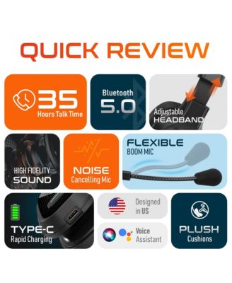 Wireless Computer Headset with USB Dongle and Headset Hook, Trucker Bluetooth Headset with Noise Canceling Microphone, 35Hrs talk time, Headset for Drivers, Office, Call Center Work - Black