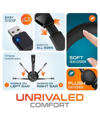 35X Noise Cancelling 2-Earpiece Computer Headset w/ Auto Pairing USB Dongle and Charging Dock