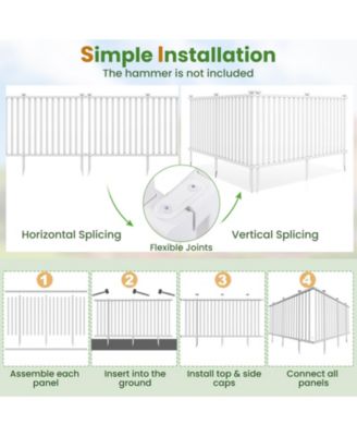 2 Piece Vinyl Picket Fence Set for Garden and Yard Decoration