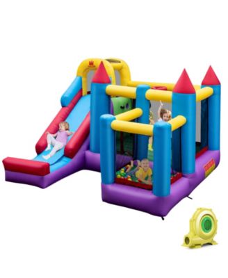 5-in-1 Inflatable Bounce House with 735W Blower and 50 Ocean Balls