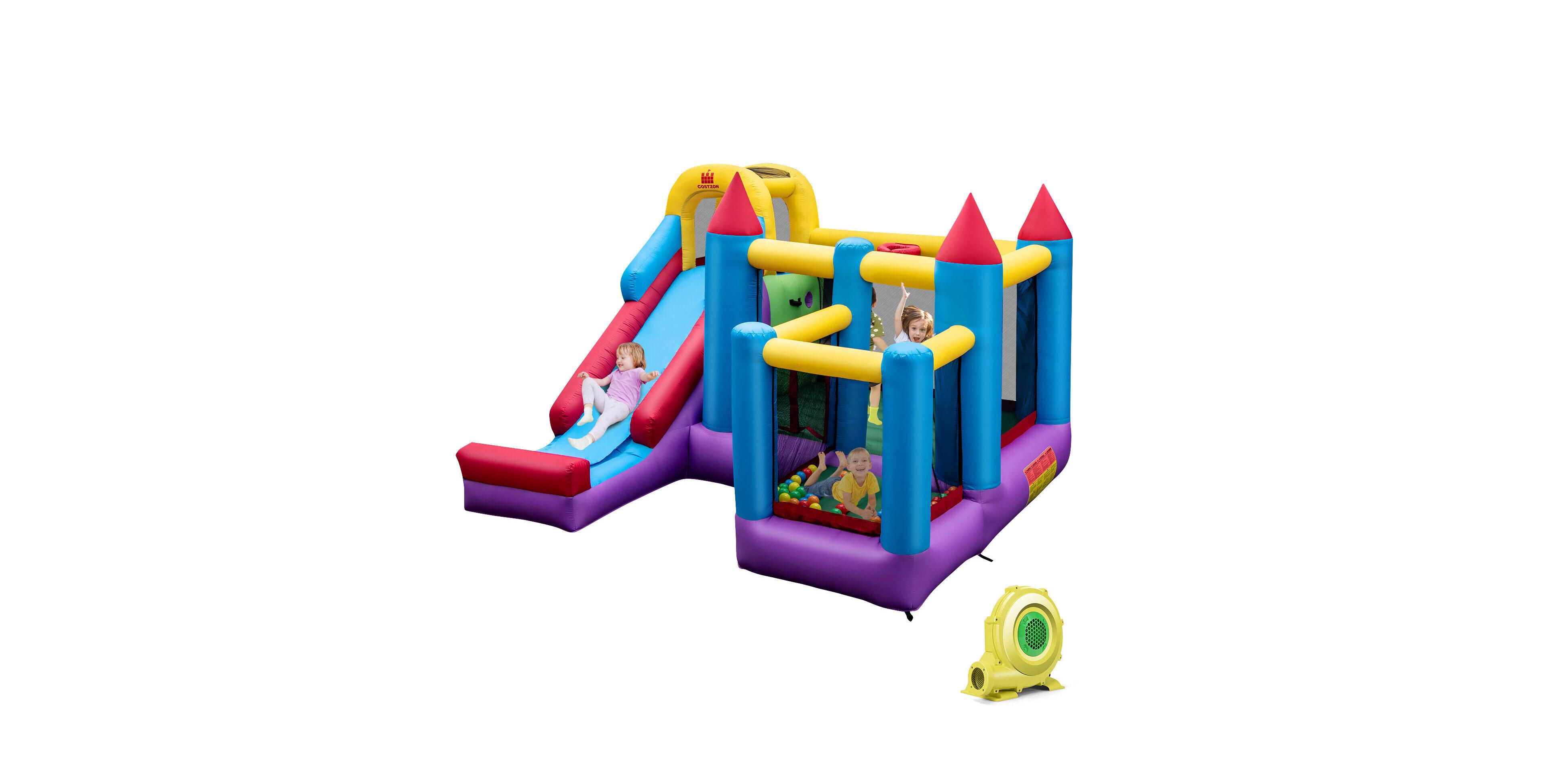 5-in-1 Inflatable Bounce House with 735W Blower and 50 Ocean Balls