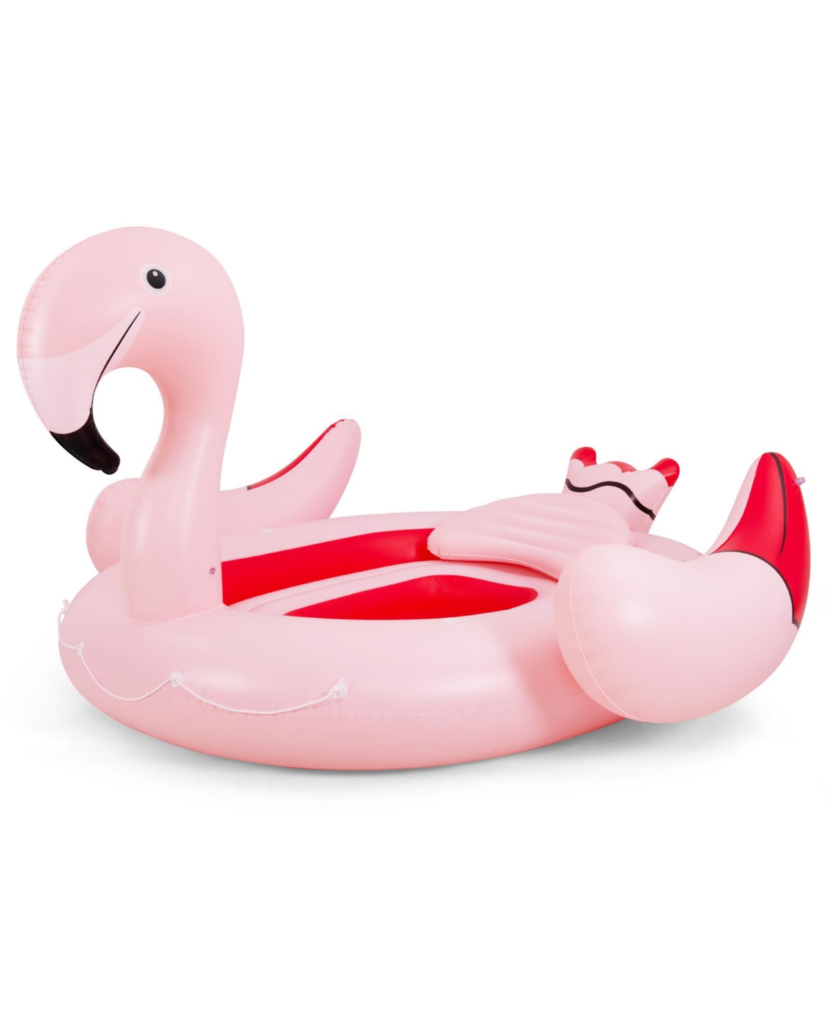 6 People Inflatable Flamingo Floating Island with 6 Cup Holders for Pool and River - Pink