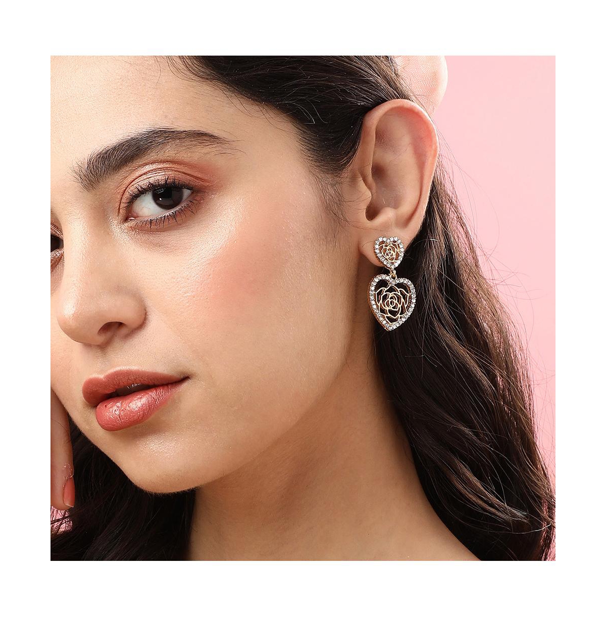Sohi Women's Heart Drop Earrings