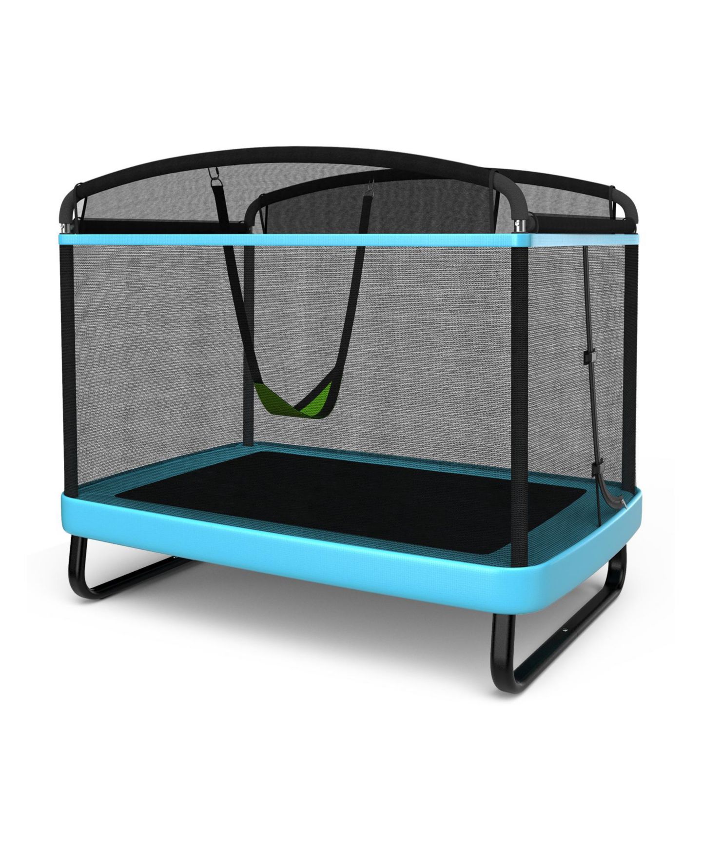 Детская игрушка Slickblue 2-in-1 Galvanized Steel Trampoline with Swing and Enclosure Net, Ages 3+, цвет: Синий — фото 2