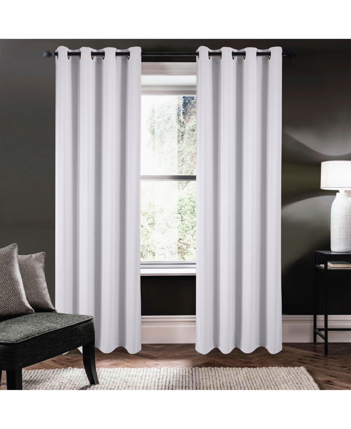 1 Piece White Light Filtering Grommet Top Window Curtain Panel - White