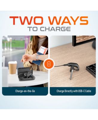 Wireless Headset, Bluetooth Earpiece with Noise Canceling Microphone, Battery Display Charging Case USB Dongle for PC/Laptop/Mac/Phones, Compatible with MS Teams, Google Meet, and More - Black