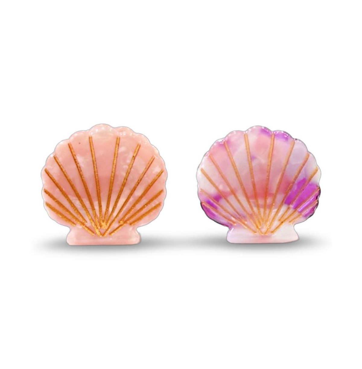 Mini Seashell Clip Set - Coral + Pink