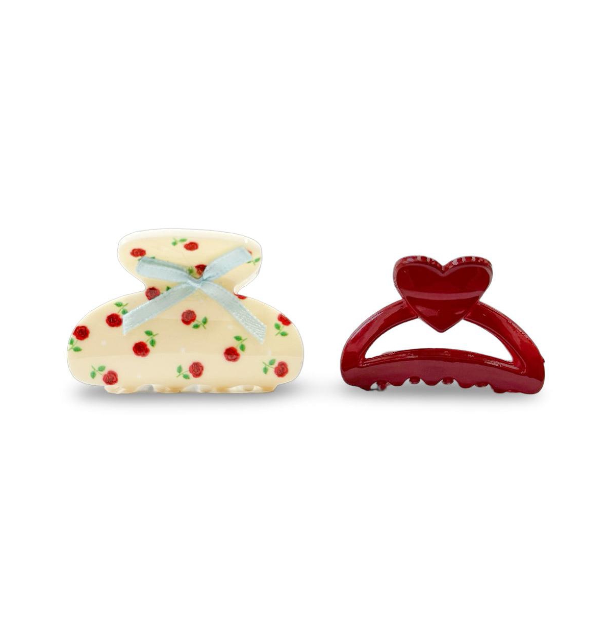 Medium Claw Clip Set - Flower + Heart