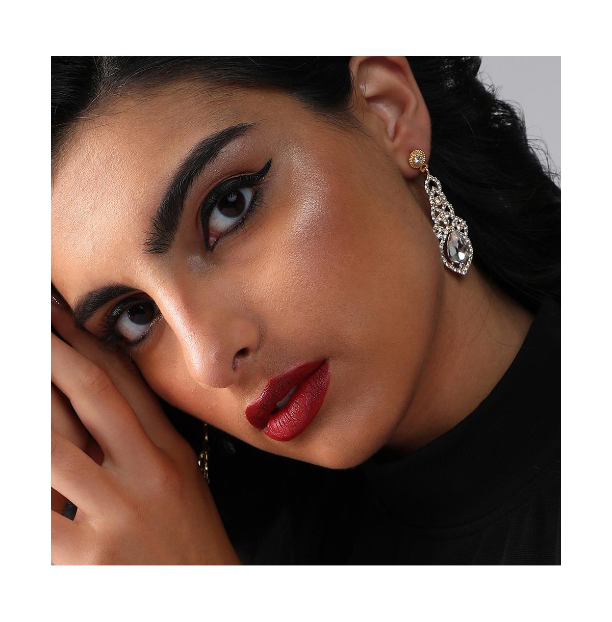 Sohi Women's Green Dazzling Drop Earrings