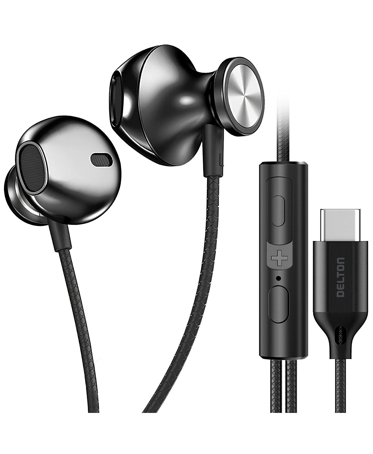 15EC computer earbuds with microphone, Wired Headphones UBC C, USB Type C Earphones with In-Line Remote Control, usb c wired earbuds for iphone, Android Cell Phones, MacBook, iPad, 4ft - Black