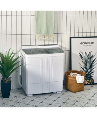 Twin Tub Portable Washing Machine with Timer Control and Drain Pump for Apartment
