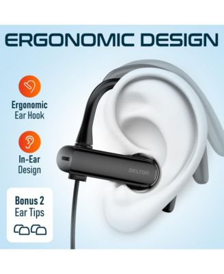 24EC USB-C Wired Earbuds with Microphone, Ergonomic In-Ear Design with Ear Hook, Hi-Fi Stereo Sound and In-Line Remote Control, USB C Earphone for PC/Laptops/Tablets/iMac & Smartphones - Black