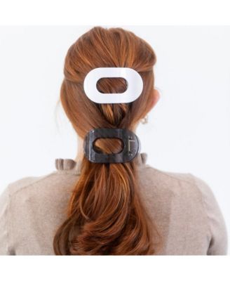  Large Oval Clip Set of 2 - Grey + White