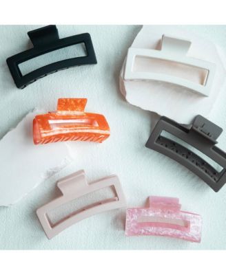 Large Rectangle Claw Clip - Orange