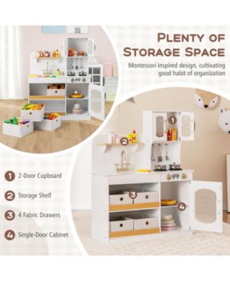 Kids Kitchen Playset with Cooking Accessories and Toy Cuttable Veggies