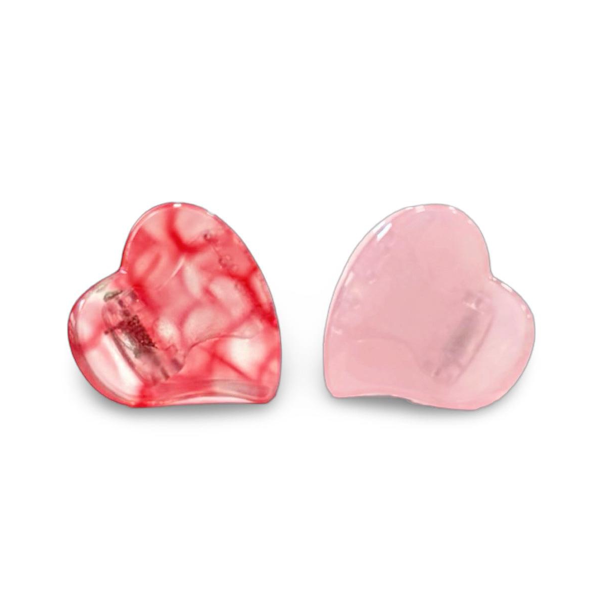 Mini Heart Clip Set - Red + Pink