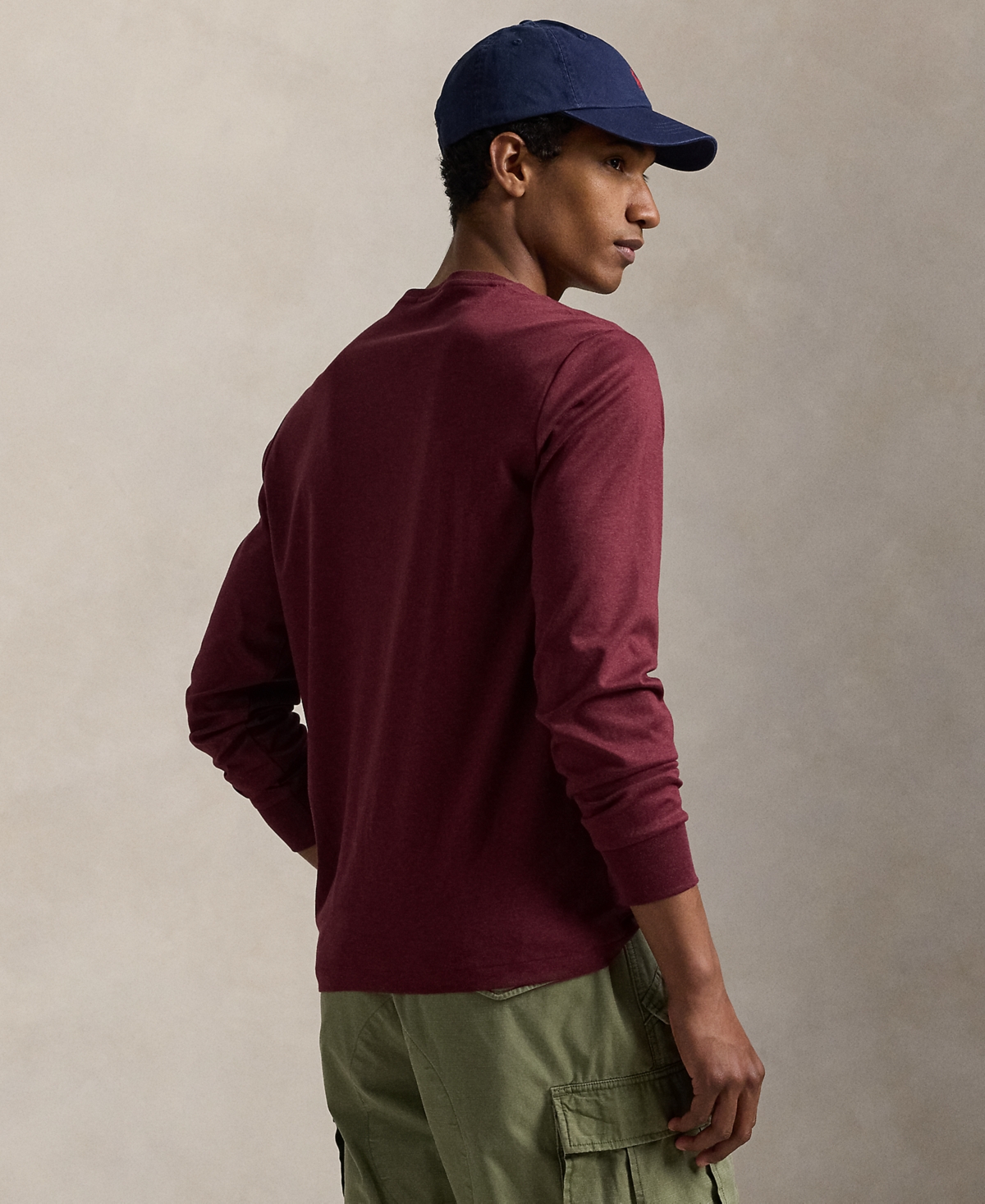Polo Ralph Lauren Slim Fit Long Sleeve Tee In Burgundy