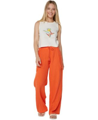 Roxy - Juniors' Sea Goldie Wide-Leg Cotton Pants