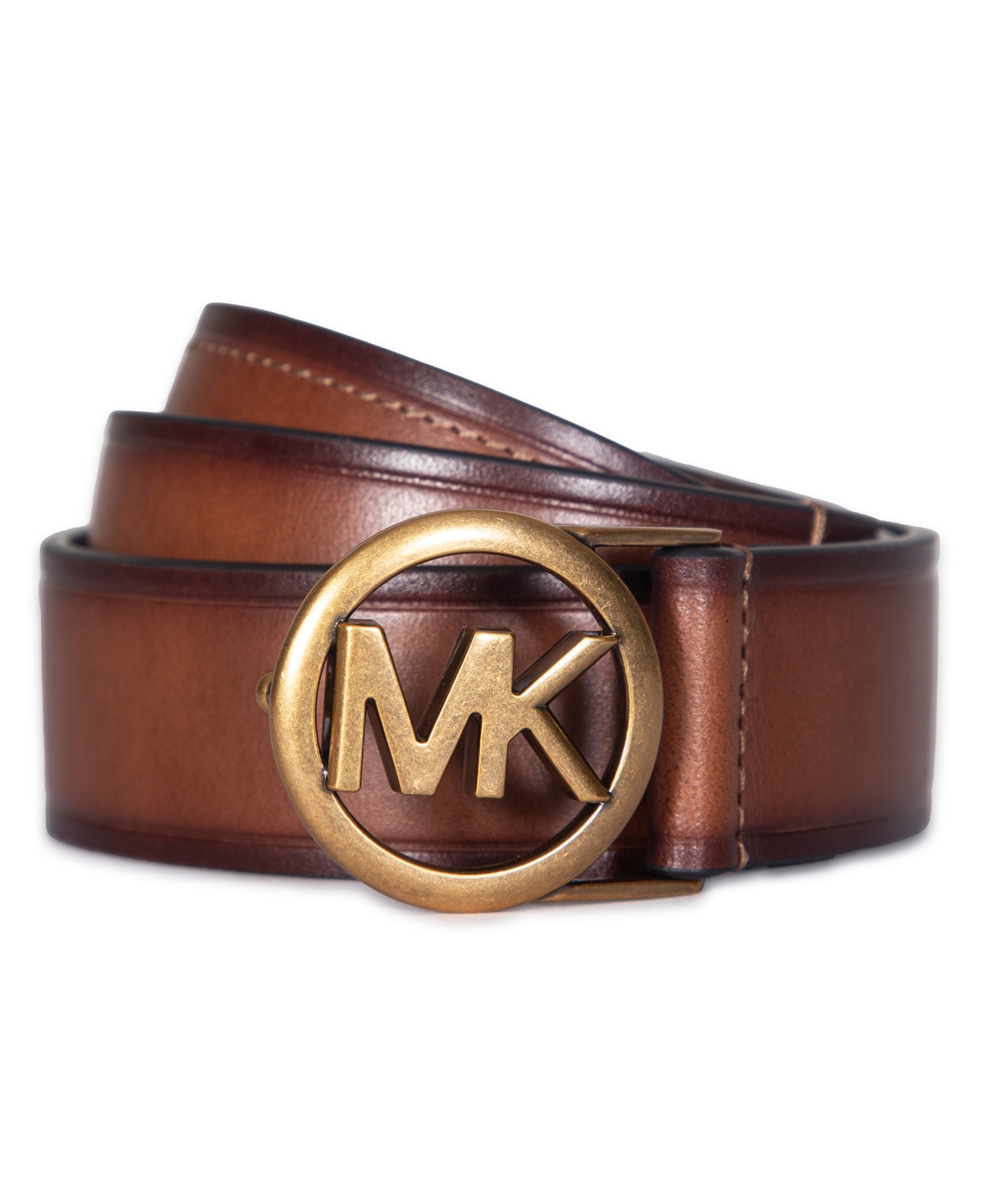 Micheal Kors Women's Embossed Logo Leather Belt - Luggage