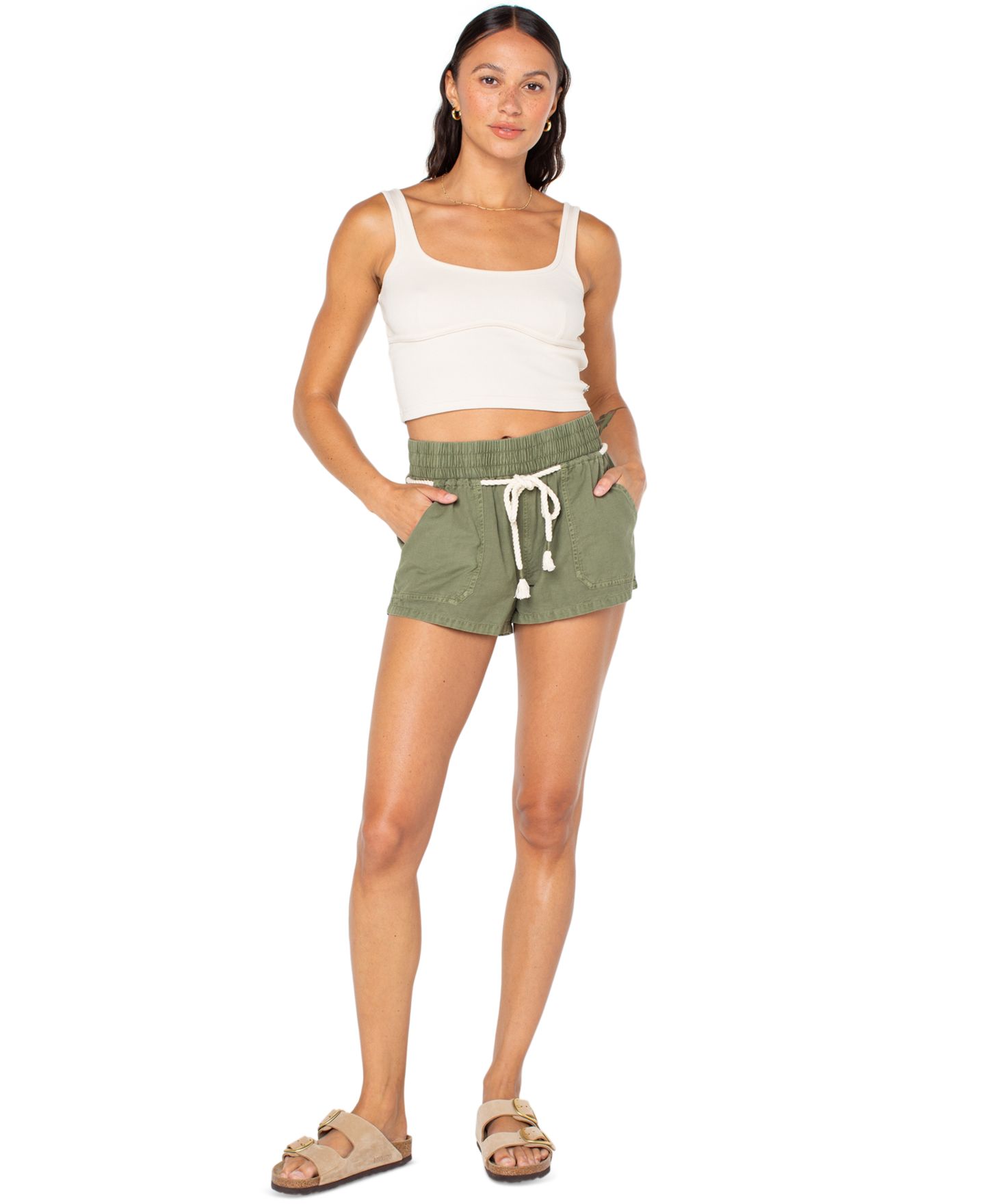 Женские шорты Roxy Paddle On Drawstring-Waist, цвет: Зелёный — фото 1