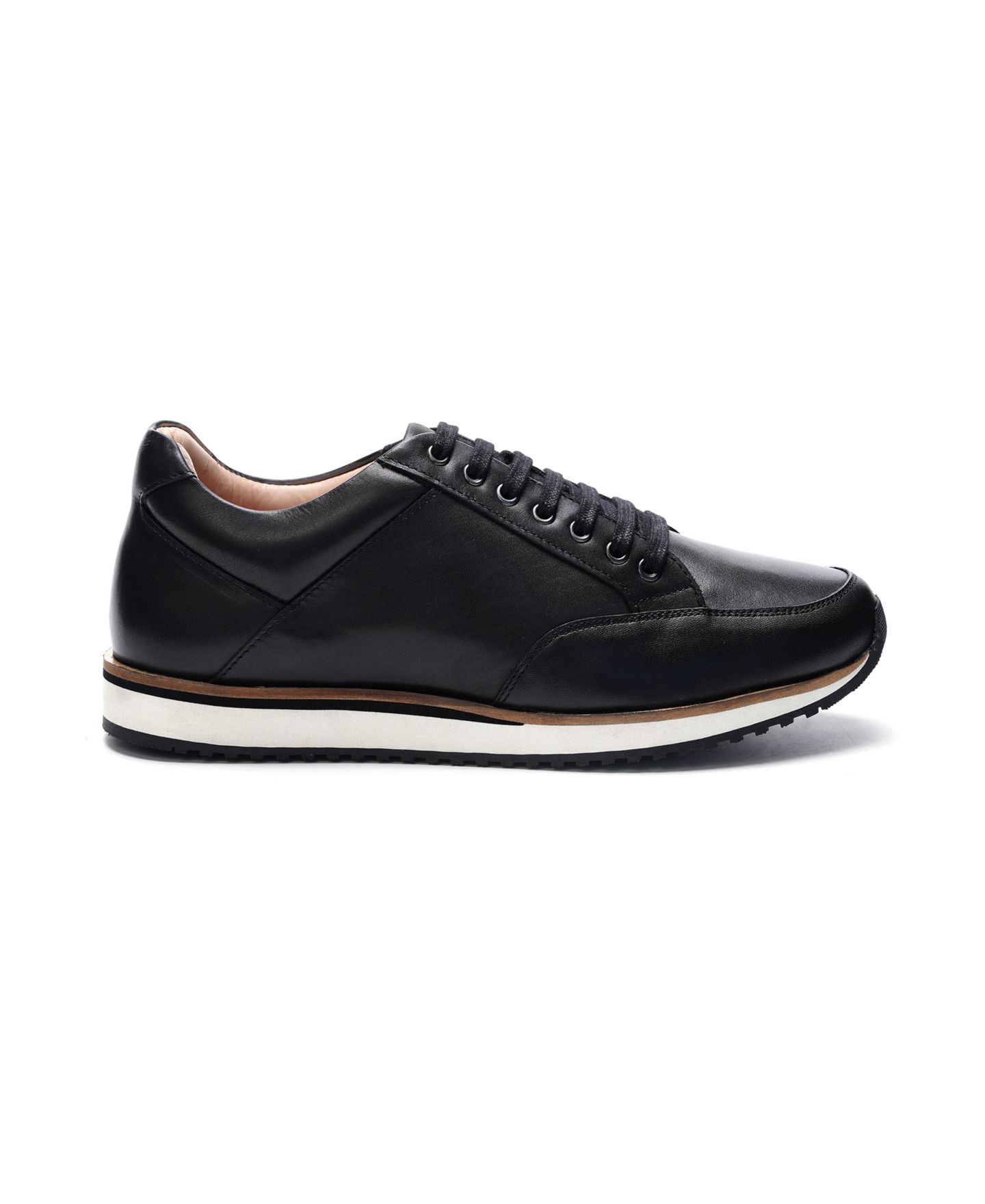 Мужские кроссовки A. Veer Brooklyn Leather Round-Toe, цвет: Чёрный кожаный — фото 2