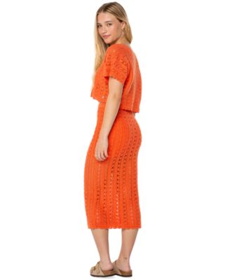 Juniors' Sea Swirl Crochet Midi Skirt