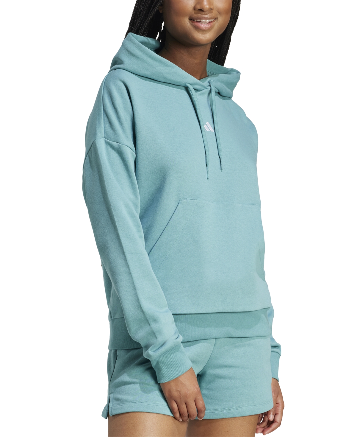 Adidas Originals Women's Essentials Small-logo Long-sleeve Hoodie In Blue