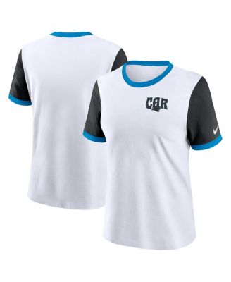 Nike - Women's White Carolina Panthers Rewind Ringer Tri-Blend T-Shirt